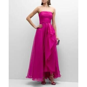 Theia Teresa Ruffled Draped Strapless Evening Gown Sleeveless Size 8 NWT